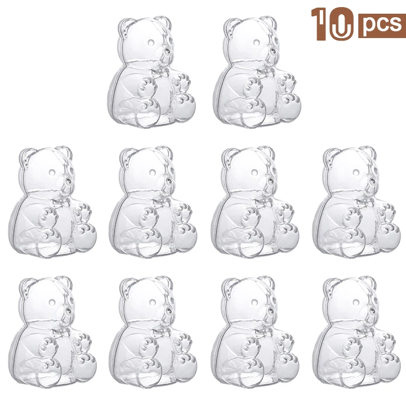 10 Stück Bärenförmige Geschenkboxen Transparente Plastik-Bären-Bonbon-Snack-Behälter für Hochzeit Geburtstag Party Deko Zubehör Babyparty Gastgeschenke