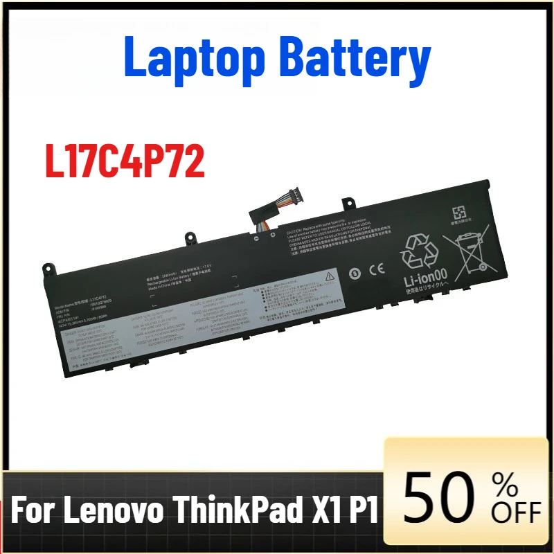 

For Lenovo ThinkPad X1 P1 Extreme Gen 1/Gen 2 L17C4P72 Laptop Battery