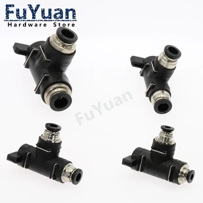 Pneumatic BUL 4mm 6mm 8mm 10mm 12mm Push In Quick Joint Connector Hand Valve To Turn Switch Manual Ball Current Limiting Black
