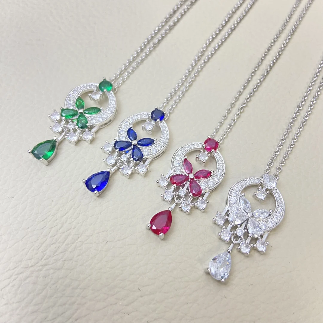 

2026 High-Quality Fashion Classic Phantom Garden Butterfly Necklace for Women - Waterdrop Cat Eye Pendant with Flowing Tassel