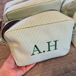 New Cosmetic Bag Girl's Birthday Gift Cotton Toiletry Bag Personalized Name Women's Travelling Bags Customized Wedding Gifts