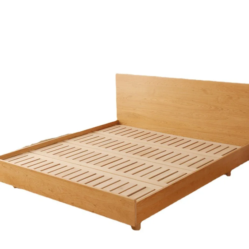 Nordic Cherry Suspension Bed Full Solid Wood Double Single Bed Modern and Simple