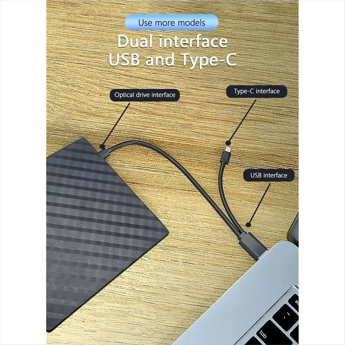 A46U 2 In1 USB3.0 Type C Slim External Optical Drives DVD RW CD Writer Drive Burner Reader Player for Laptop Desktop PC