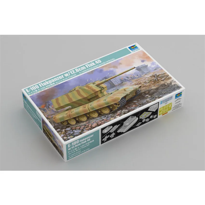 Trumpeter 09585 1/35 Scale E-100 Flakpanzer w/12.8cm Flak 40 Military Plastic Assembly Model Kits