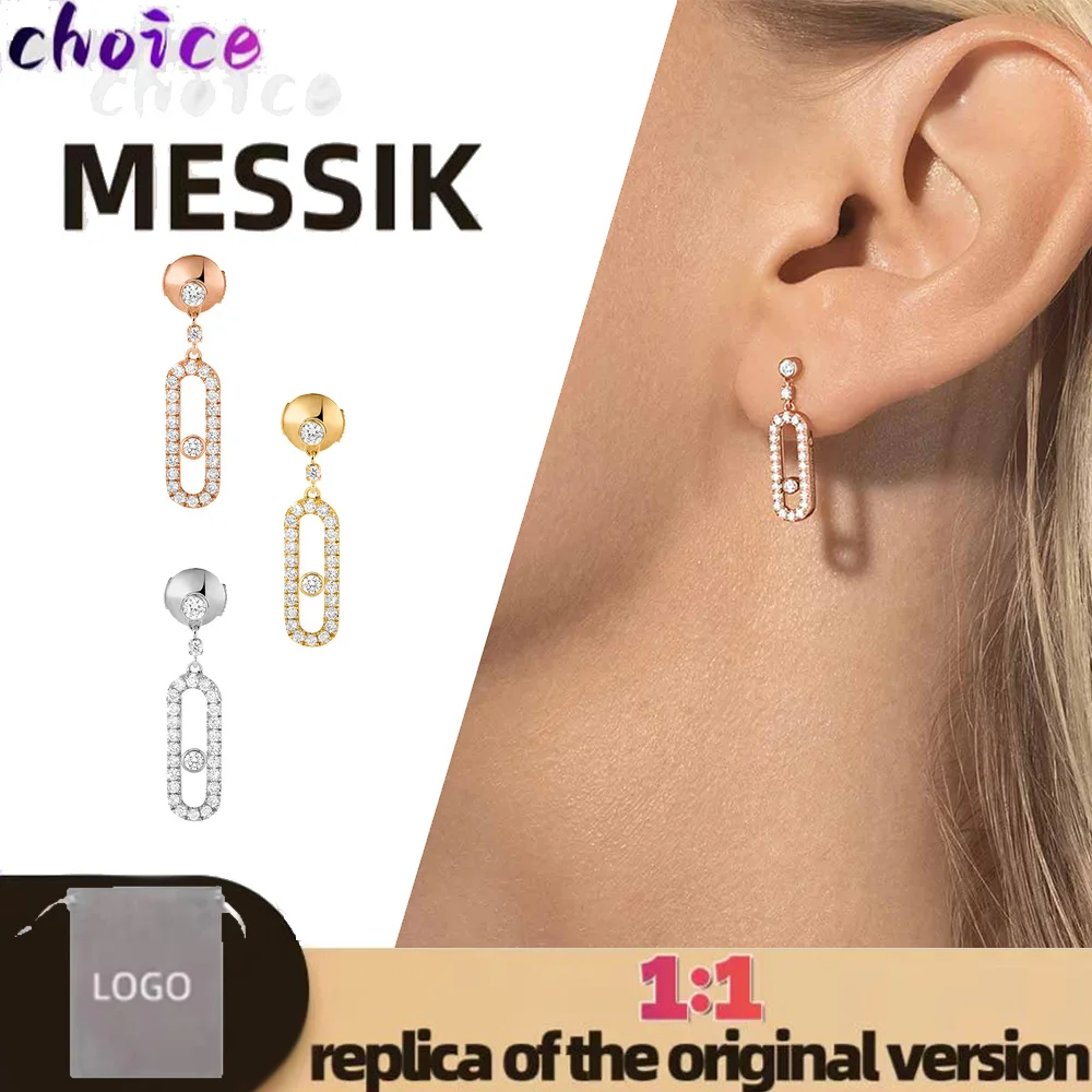 

Fashion sterling silver s925 luxury diamond stud earrings messik Home Move Uno series high-end women's stud earrings
