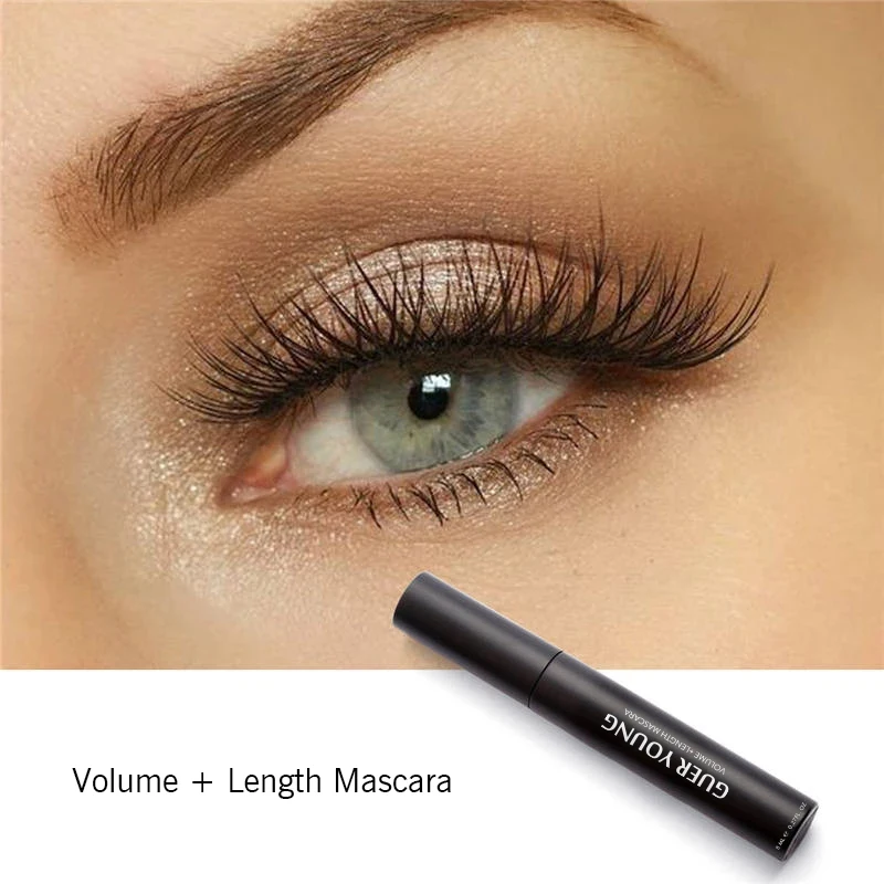 GUER YOUNG 4D Fiber Lash Mascara Lengthening Thick Curling Waterproof Mascara No Fading 24h Lasting Eye Lashes Brush Enhance