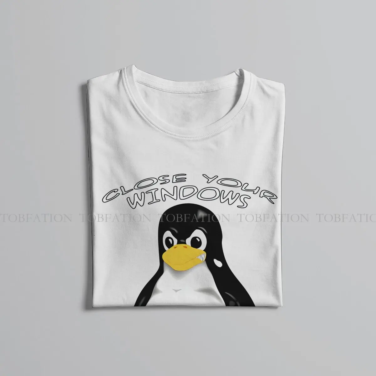 Linux Angry Tux Tshirt Vintage Men Gothic Teenager Streetwear Tops Oversized Cotton O-Neck T Shirt