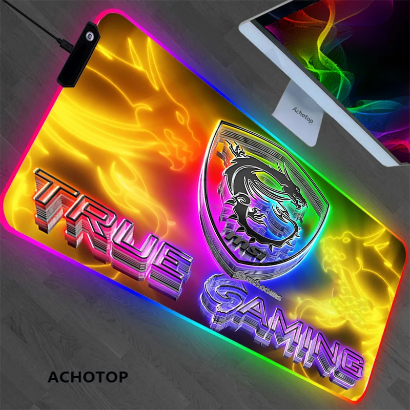 

Mouse Pad MSI Dragon mausepad RGB XL Teclado Gamer PC rug Computer Desk Mat Gaming Accessories Varmilo Anime Carpet CS Mousepad