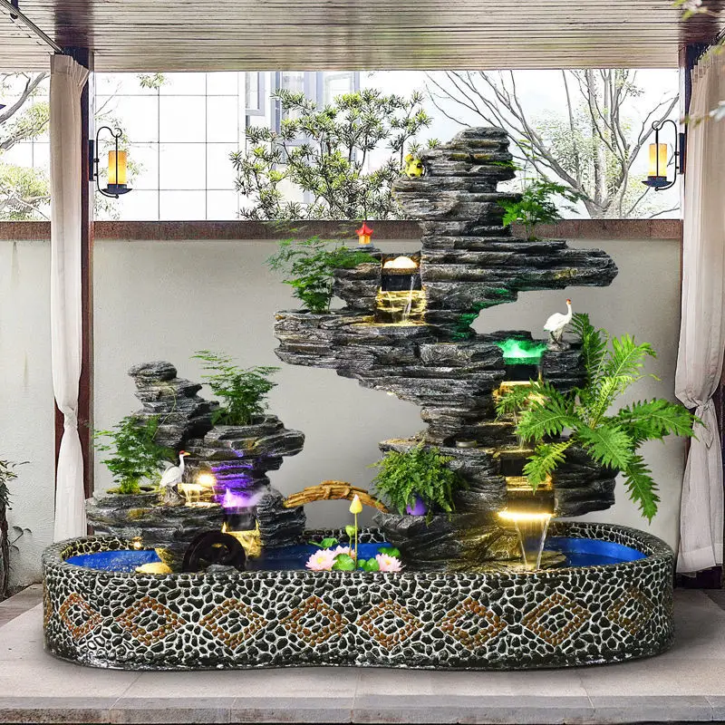 Rockery water fountain ornament garden alpine fish pond landscape landscaping