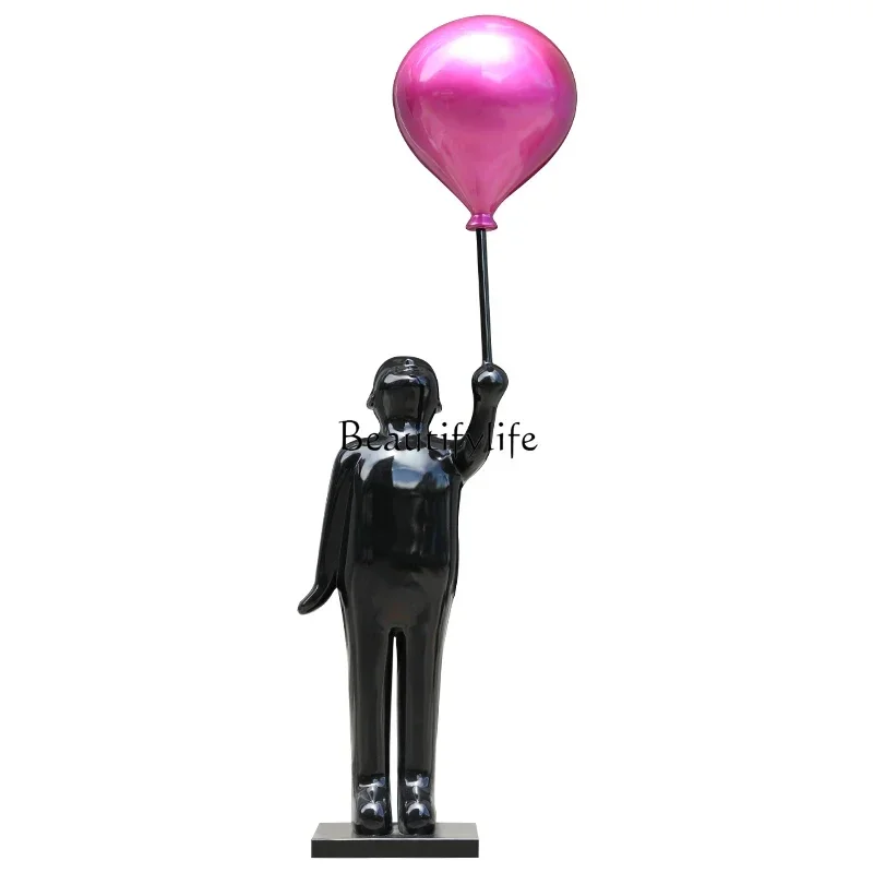 

Sales Office Hall Soft Balloon Boy Fiberglass Floor Large Sculpture Figure Ornament