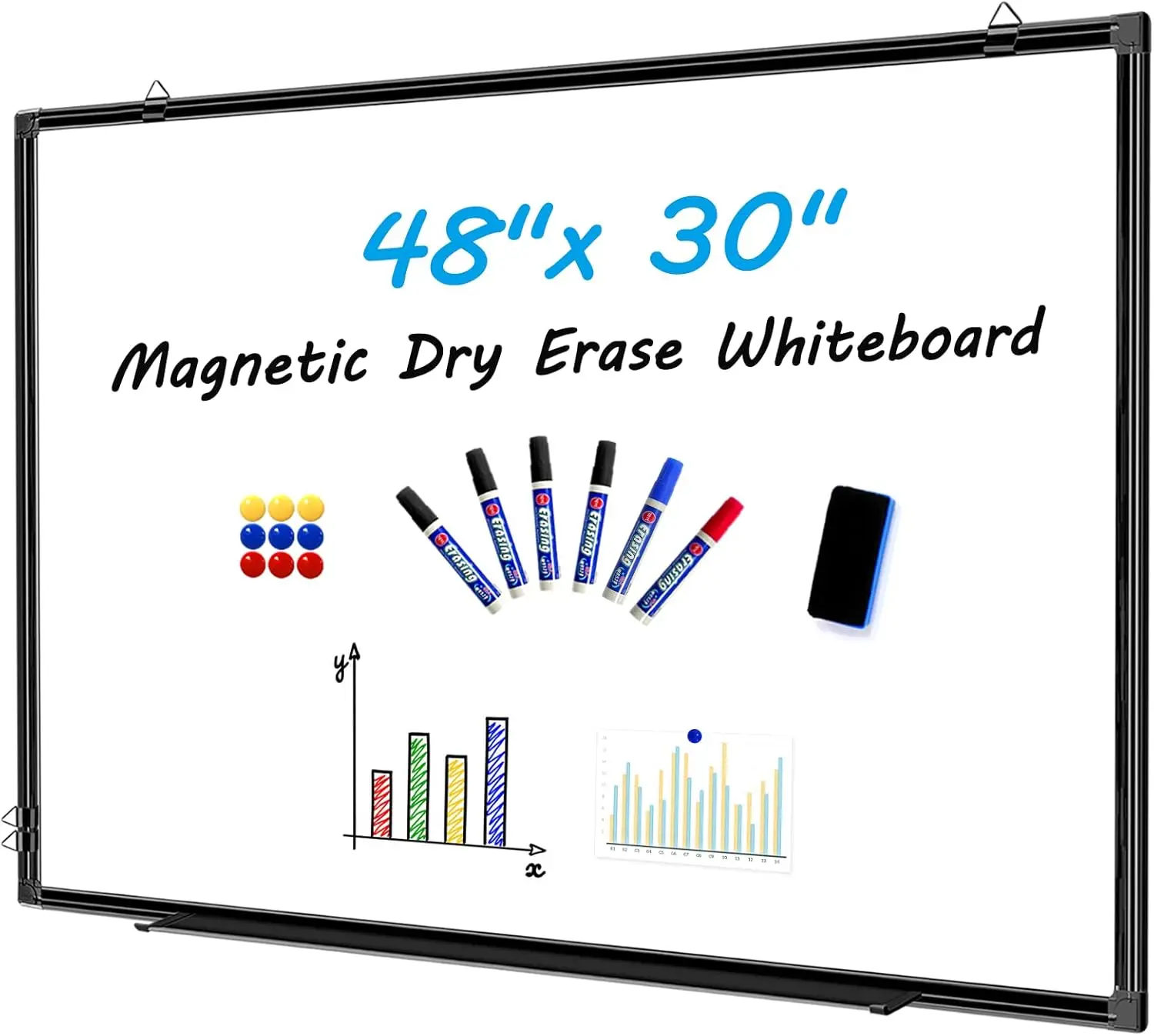 

48x30 Magnetic White Board with Aluminum Frame for Office Home Classroom