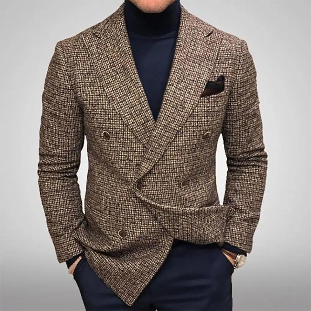 Men Slim Fit Suit Coat Breathable Suit Jacket Elegant Men's Slim Fit Suit Coat with Lapel Pockets for Business for Sophisticated