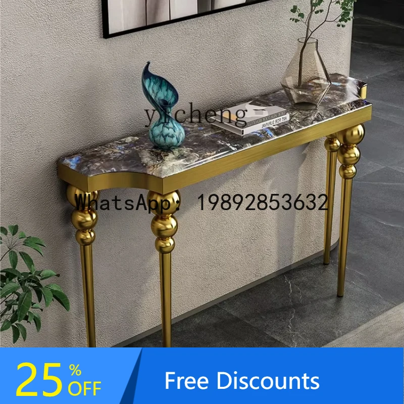 

stainless steel luminous porch cabinet translucent super crystal marble super narrow decorative table