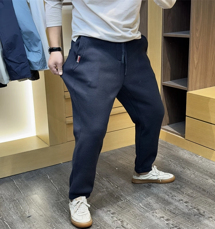 

Мужские спортивные штаны Thiened с серебряным мехом, эластичные осенне-зимние теплые брюки, молодежные прямые длинные брюки Faion