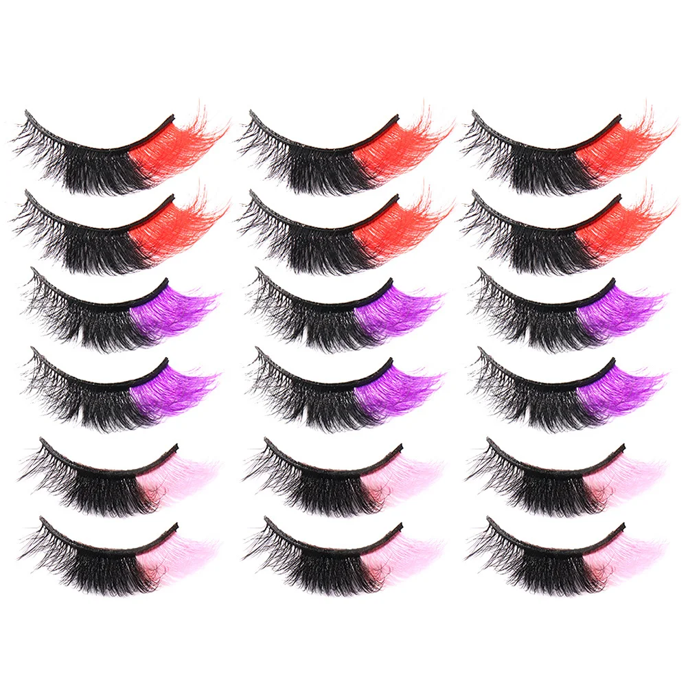 9Pairs Gekleurde Wimpers Natuurlijke Look Wimper Extensions Verbeteren Oogmake-up Langer Valse Wimpers voor Halloween Cosplay