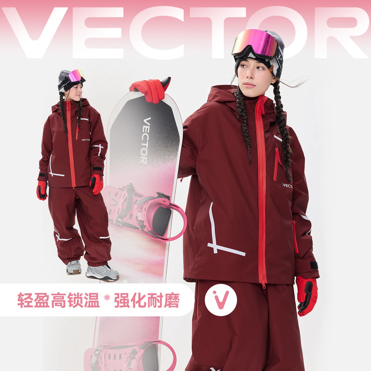 VECTOR Women Ski Jacket Ski Pants Men Waterproof Breathable Insulated Ski Suit Set Winter Windproof Outdoor Sports Snow Jacket