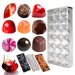 1Pcs Chocolate Mold Polycarbonate Heart Sphere Shape Candy Bar for Confectionery Baker Pans Tray Baking Pastry Tools