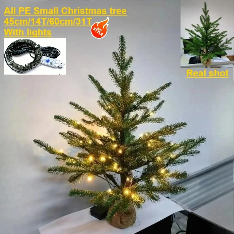 

Small Christmas Tree 100%PE Material with Light Desktop Artificial Christmas Tree 45/60cm Family Christmas Atmosphere Decoration