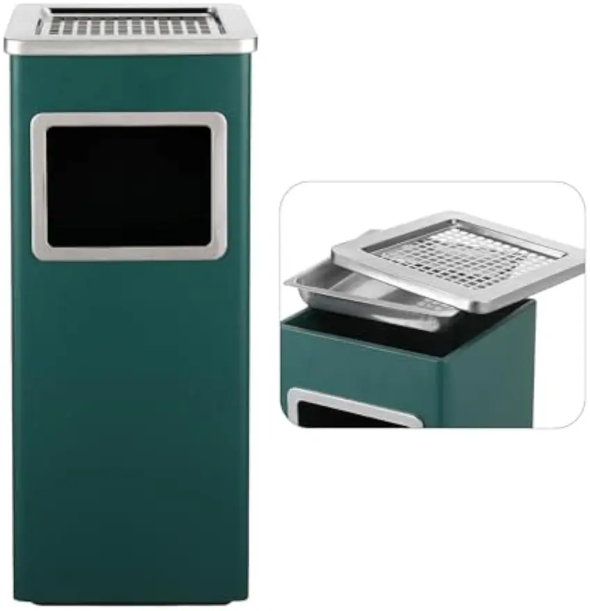 

Открытый мусорный бак из нержавеющей стали со съемным ведром, 9,45x9,45x24,02 дюйма, зеленый - прочный контейнер для коммерческих мусора