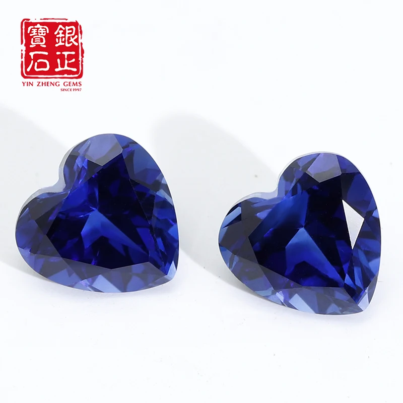 YinZheng Flame Melted Royal Blue Sapphire Heart Cut Can Be Provide GRC Or AGL Certifacate For Jewelry Making Cultivate Sapphire