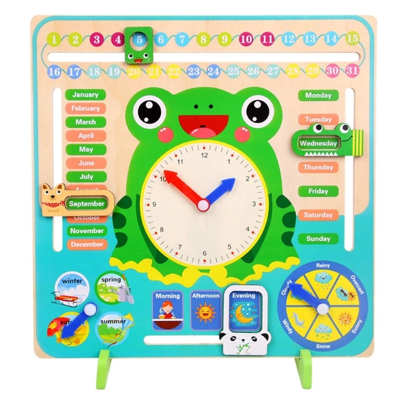 Calendar Clock Toy for Toddlers Educational Board Game Toy Weather Season Week Time Cognition Developmental Toy for Kids