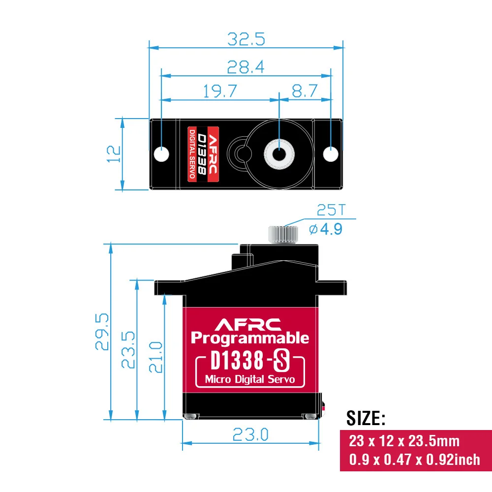 AFRC-D1338TG-S Micro Digital Servo programmabile 9g Custodia centrale in metallo Ingranaggio in titanio per aereo ad ala fissa RC Crawler Car