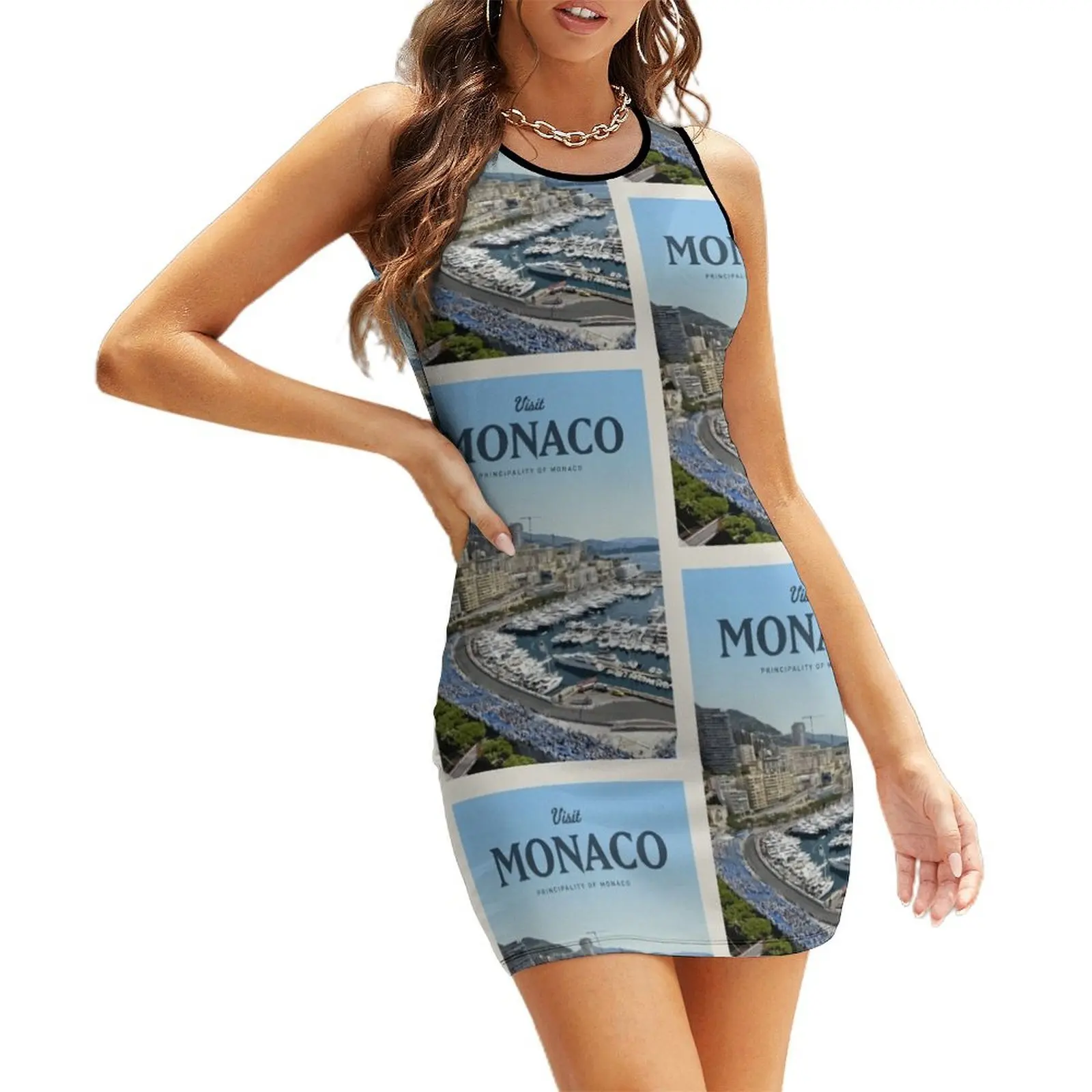 

Visit Monaco Sleeveless Sundress women's dresses luxury elegant women's sets chic and elegant evening dress