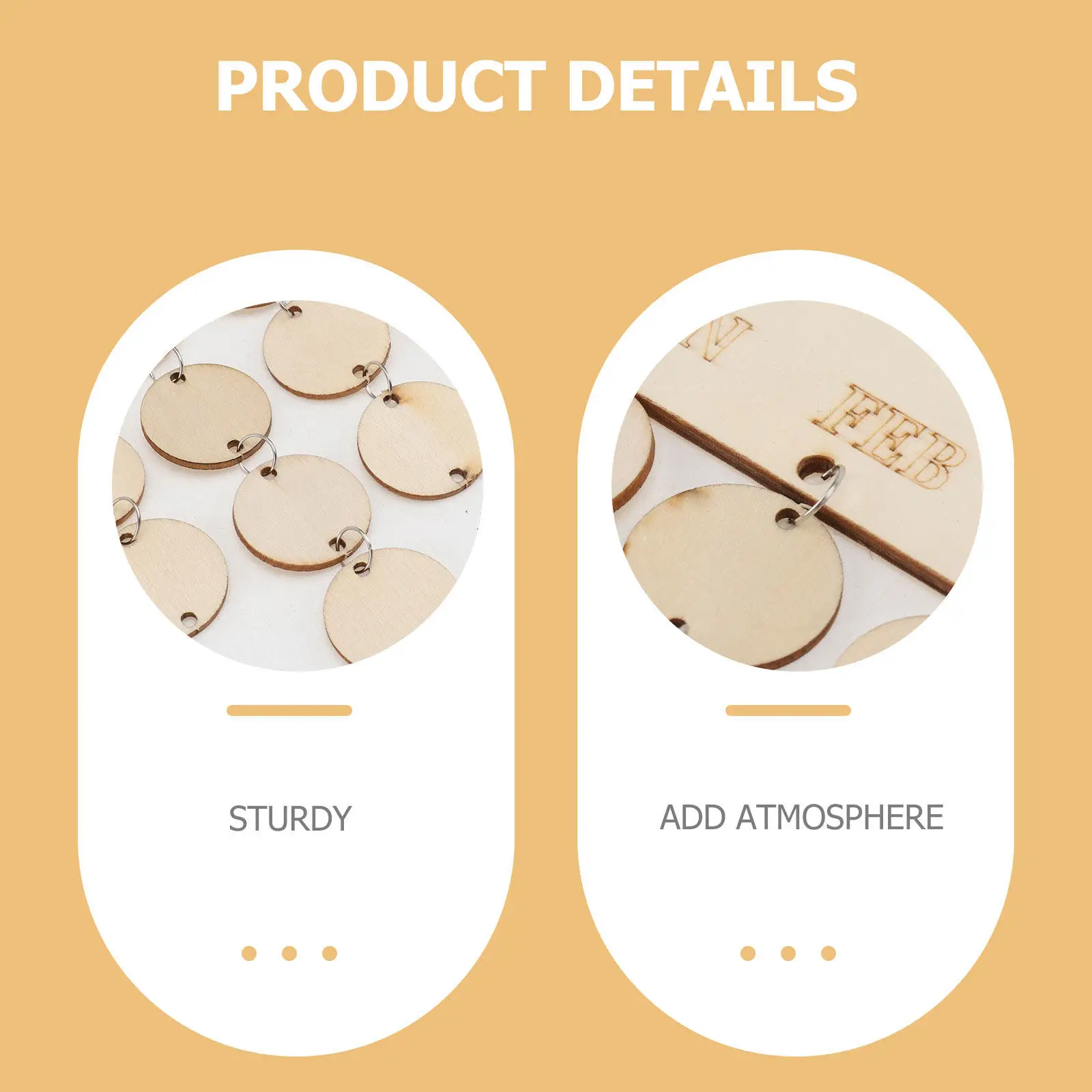 

1 set 1 Set Diy Countdown Board 50 Wafers Wooden Wall Hanging Calendar For Date Reminder Festival Organizer Block Calendar