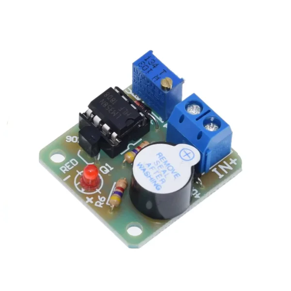 LM358 9V 12V battery anti-overcharge buzzer sound and light alarm low voltage undervoltage protection module