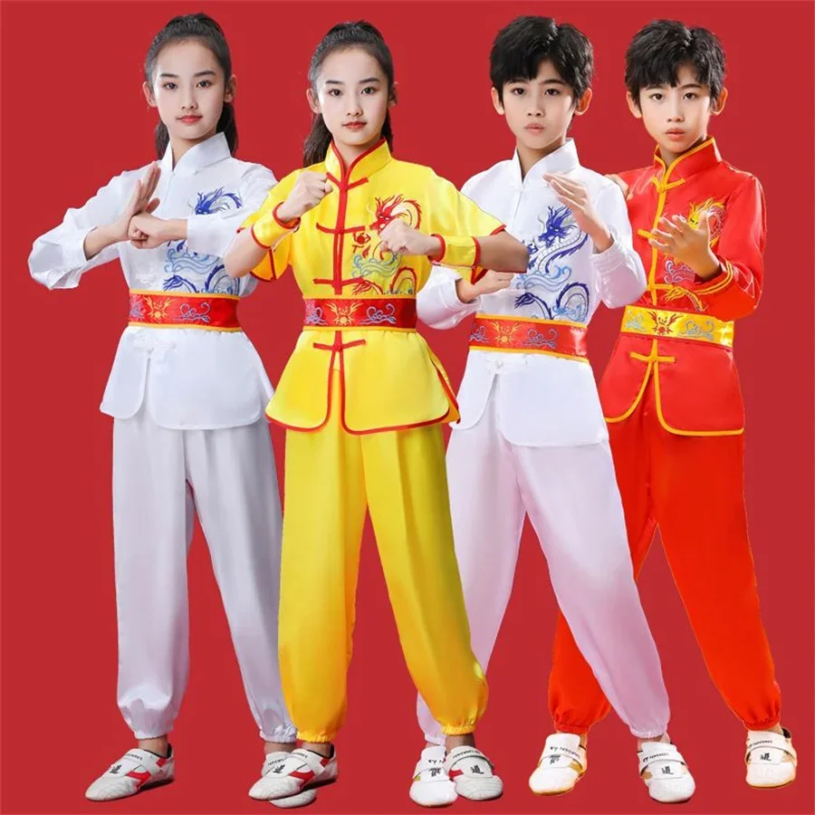 Children Chinese Traditional Wushu Clothing for Kids Martial Arts Uniform Kung Fu Suit Girls Boys Stage Performance Costume Set