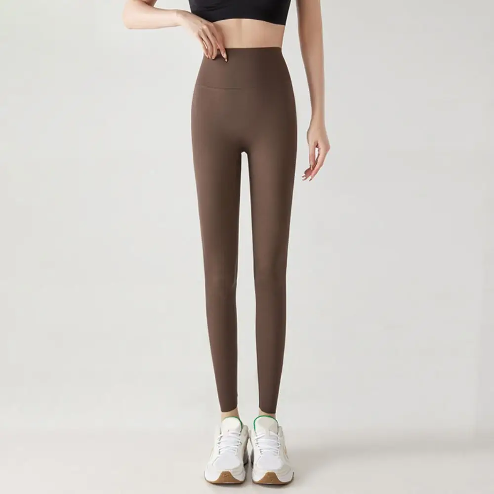 Leggings de ioga finas para mulheres, slim fit, cintura alta, meia-calça sem costura, calças capri para corrida feminina, aperto abdominal, estiramento