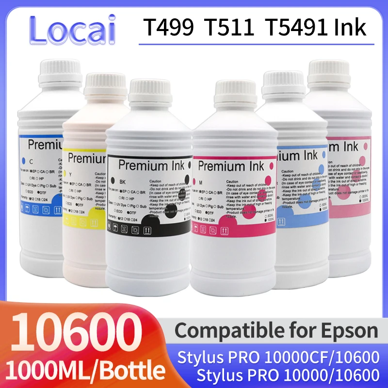 1000ML Waterproof Pigment Ink For Epson Stylus PRO 10000 10600 10000CF Inkjet Printer T499-T504 T511-T516 T5491 Pigment Ink