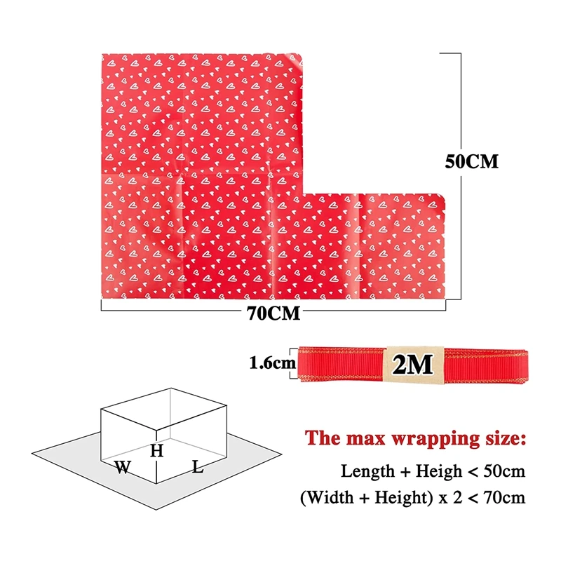 Hojas de papel de envoltura Love Heart, juego de 6, Día de San Valentín, boda, aniversario, regalo, 70Cm X 50Cm