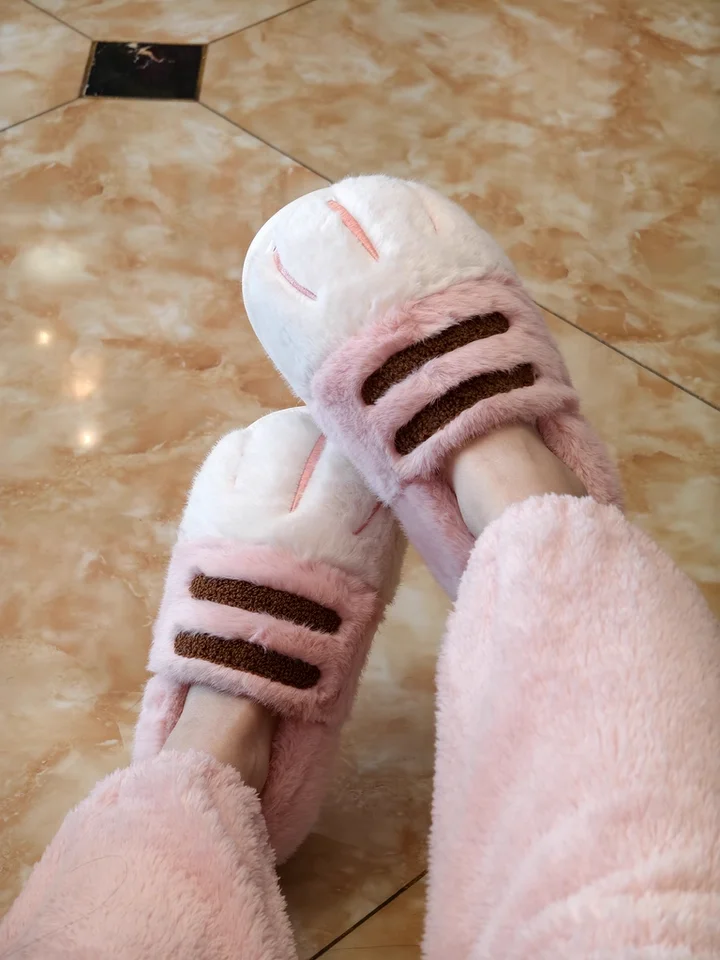 

Милые хлопковые тапочки с кошачьей лапой для женщин, домашняя одежда на толстой подошве, осенне-зимняя уличная обувь с милыми животными, домашний комфорт