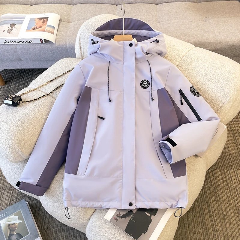 Luźny damski płaszcz zimowy z bawełny, roboczy, ocieplany, średniej długości, z kapturem, dojazdy do pracy, zapinany na zamek błyskawiczny, C...