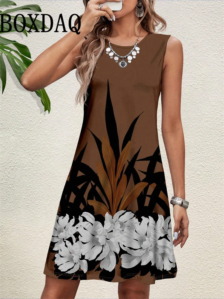2025 novo sem mangas 3d flor impresso vestidos curtos femininos verão casual vestidos femininos streetwear moda solta vestidos curtos