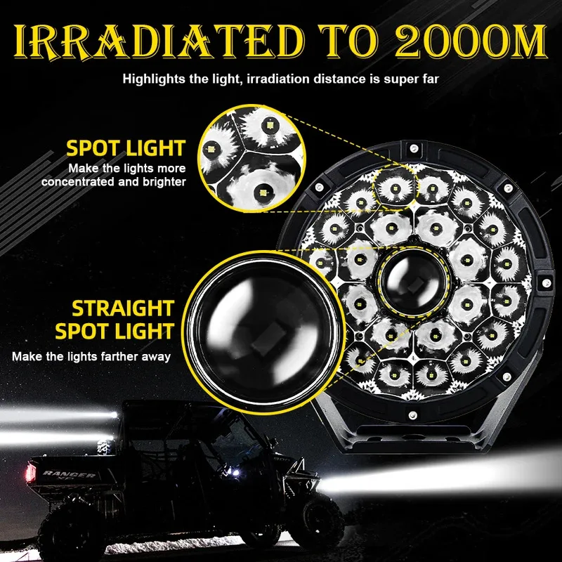 

New High Power Ip68 Super Bright 12V 24V 165W 16600Lm 2000M Truck Light Drl 8.5Inch Work Light For Car Offroad