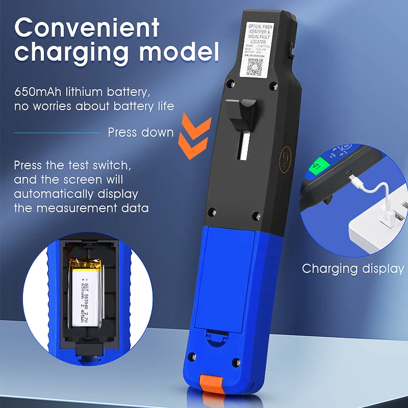 

Rechargeable Fiber Optic Identifier Live Fiber Optical Identifier AUA-C40 with Built in 10mw and LED Visual Fault Locator