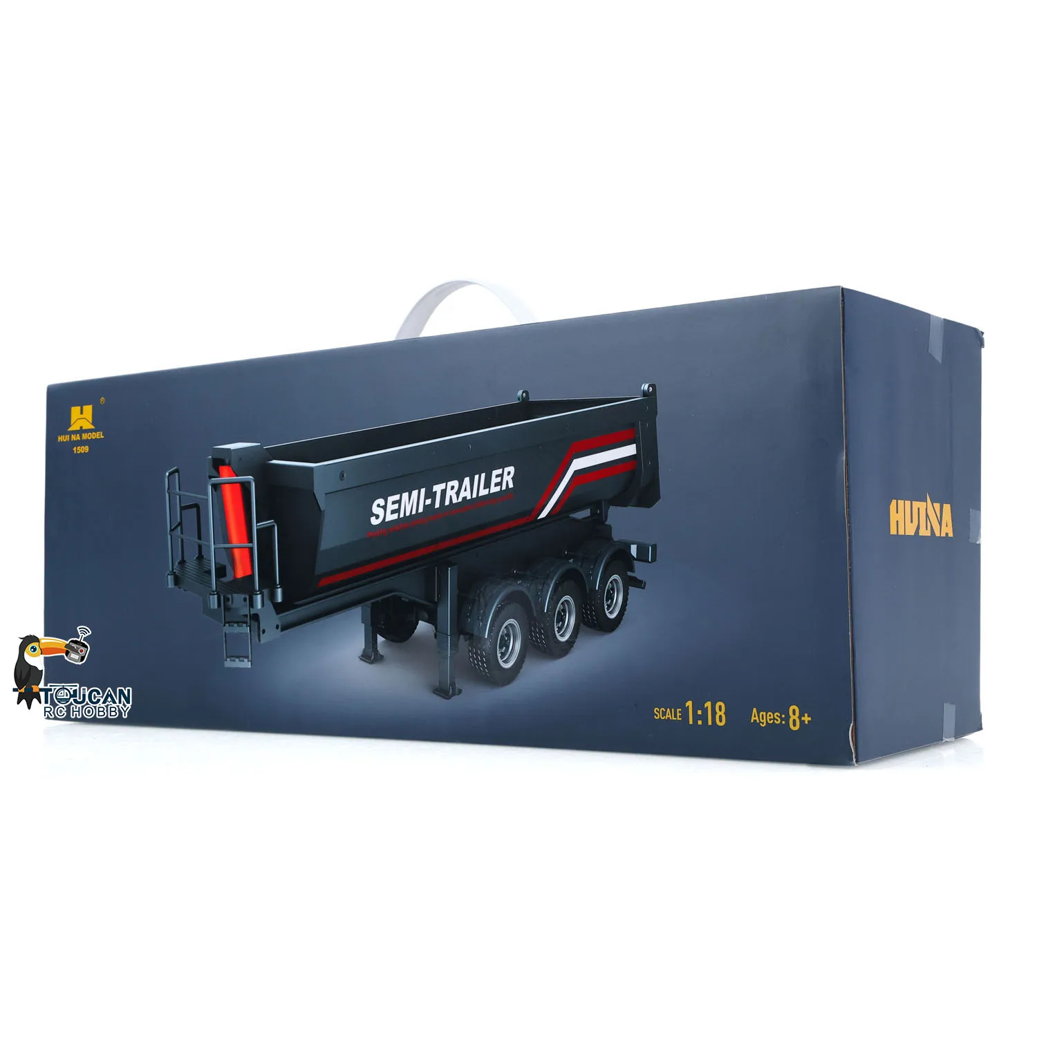1/18 Huina 1509 RC Sattelkipper-Anhänger mit elektrischer Hebefunktion für RC-Traktor-LKW 1501, Rücklicht, Stützfuß, ohne Soundsystem, Modell
