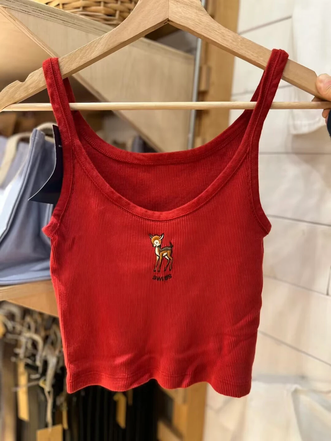 

Майка женская с вышивкой Little Deer, облегающий хлопковый укороченный топ в рубчик, милая жилетка без рукавов, Повседневная Уличная одежда, кроп-топ, на лето