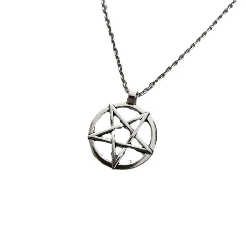 Fashion Inverted Pentagram Pendant Satanic Symbol Necklace Unisex Amulet Jewelry