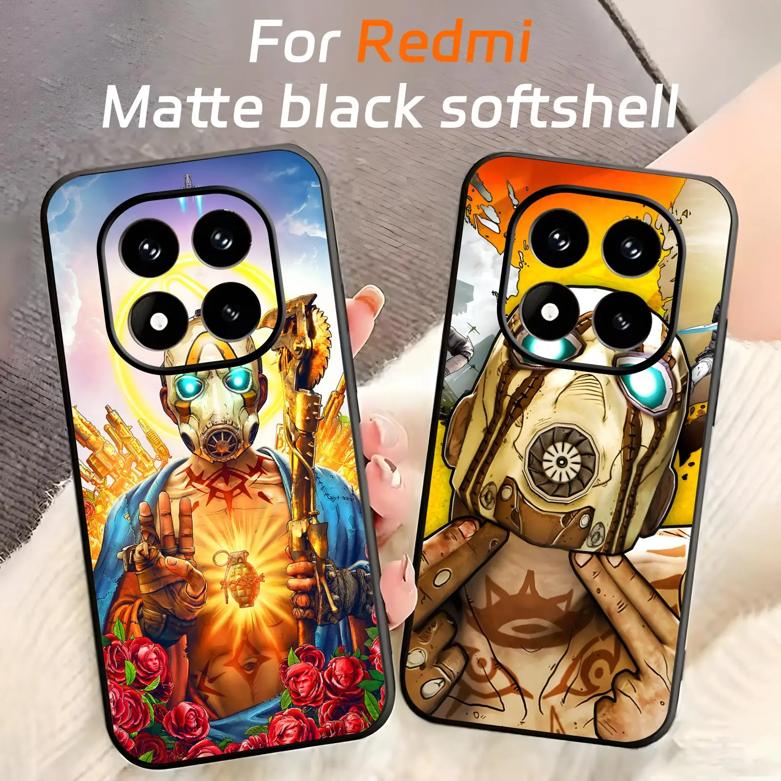 Capa de Telefone COOL Borderlands C-Claptrap para Redmi Note15 14 13 12 11Pro Plus 5G 14C A3 Capa de Telefone Preta Macia