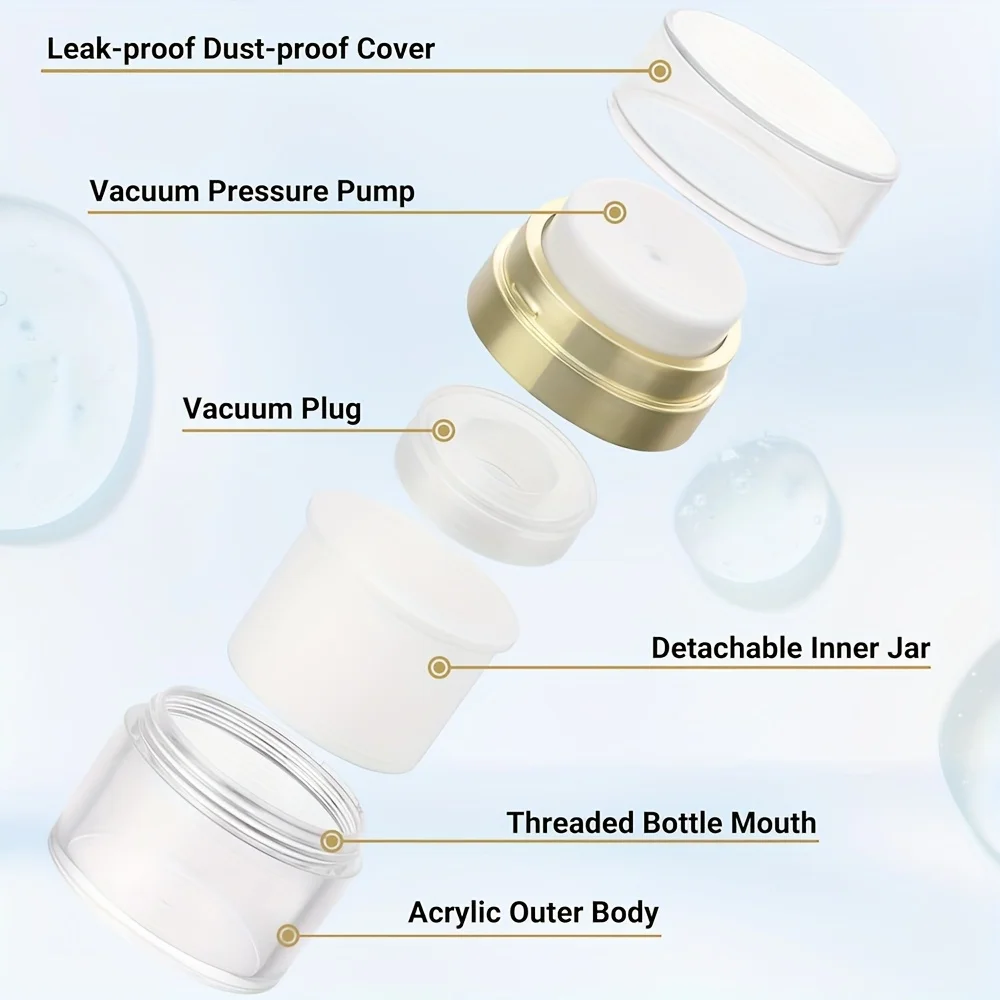 Frascos de bomba sin aire de 3 uds, 0,5 Oz, 1 Oz, 1,7 Oz, frascos de bomba cosmética recargables vacíos, botellas, dispensador de crema de loción portátil para viajes