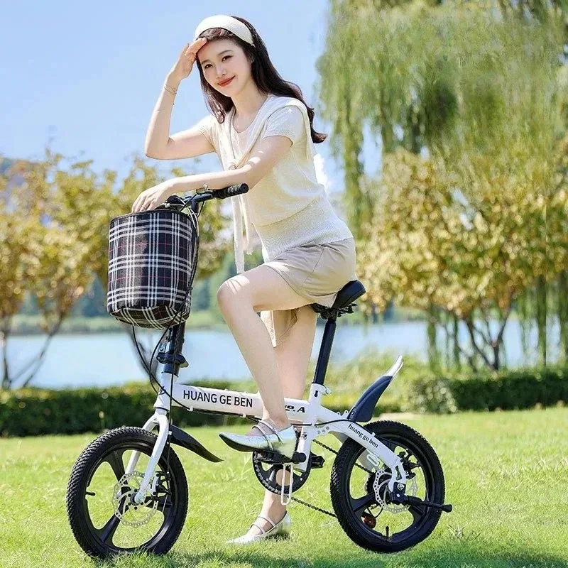 

Load-bearing Folding Bicycle Thickened Tires High-carbon Steel Frame Mechanical Disc Brake Bicycle Smooth Pulley System Bike