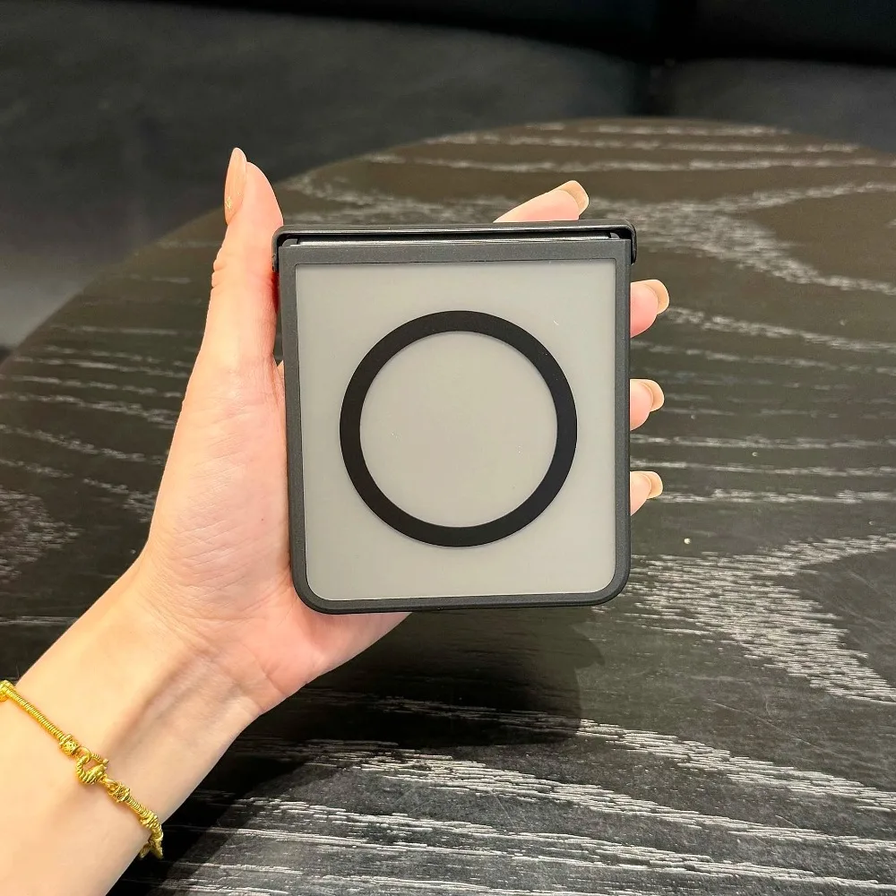 Matte Magnetic Phone Case for Samsung Galaxy Z Flip 7 Black Soft Silicone Border Folding Hinge Wireless Charging Protect Cover