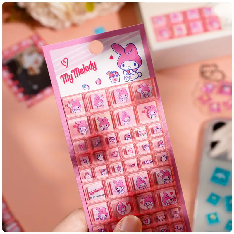 Sanrio Square Stickers Cute KT Cat Kurumi Jelly Stickers DIY Phone Case Gocco Album Stickers