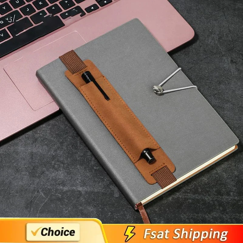 Adjustable Elastic Band Pen Holder PU Leather Pen Sleeve Pouch Elastic Notebook Pen Holder 8-1.5 Inch Detachable