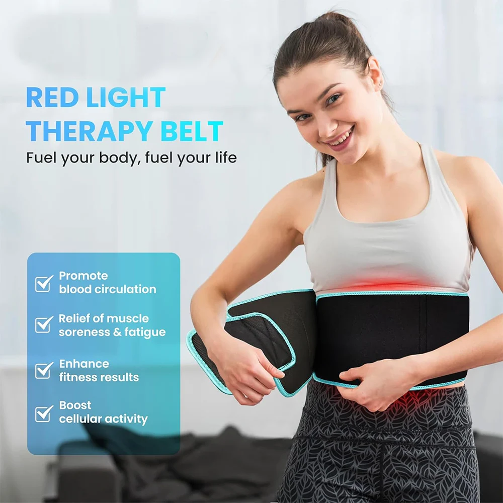 Red＆Infrared LED Light Therapy Belt 850nm 660nm Back Pain Relief Wrap Burn Fat Wrap Slimming Machine Waist Heat Pad Full Body