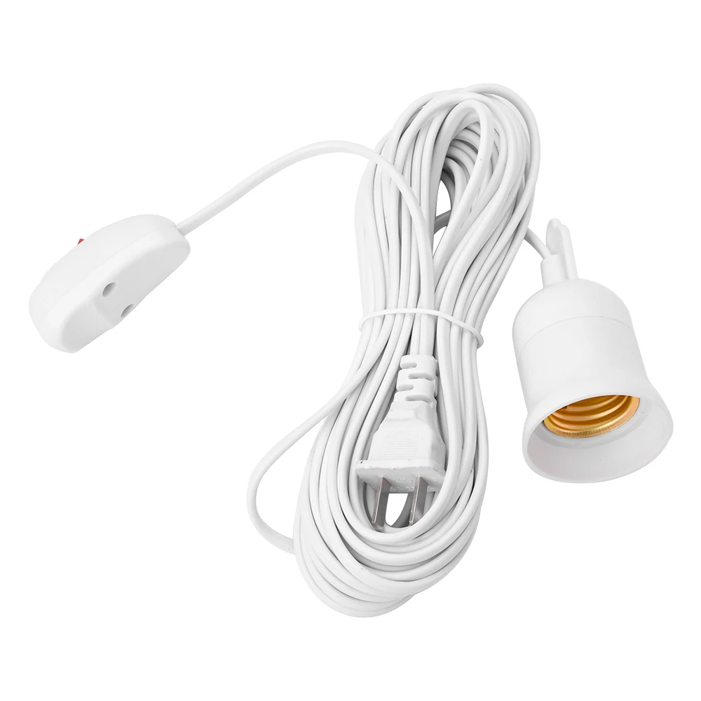 3/5/8/10m Lamp Bases Universal With Switch Led Bulb Socket Adapter E27 Screw Lamp Holder Accessories Tools Two Plugs Suspension