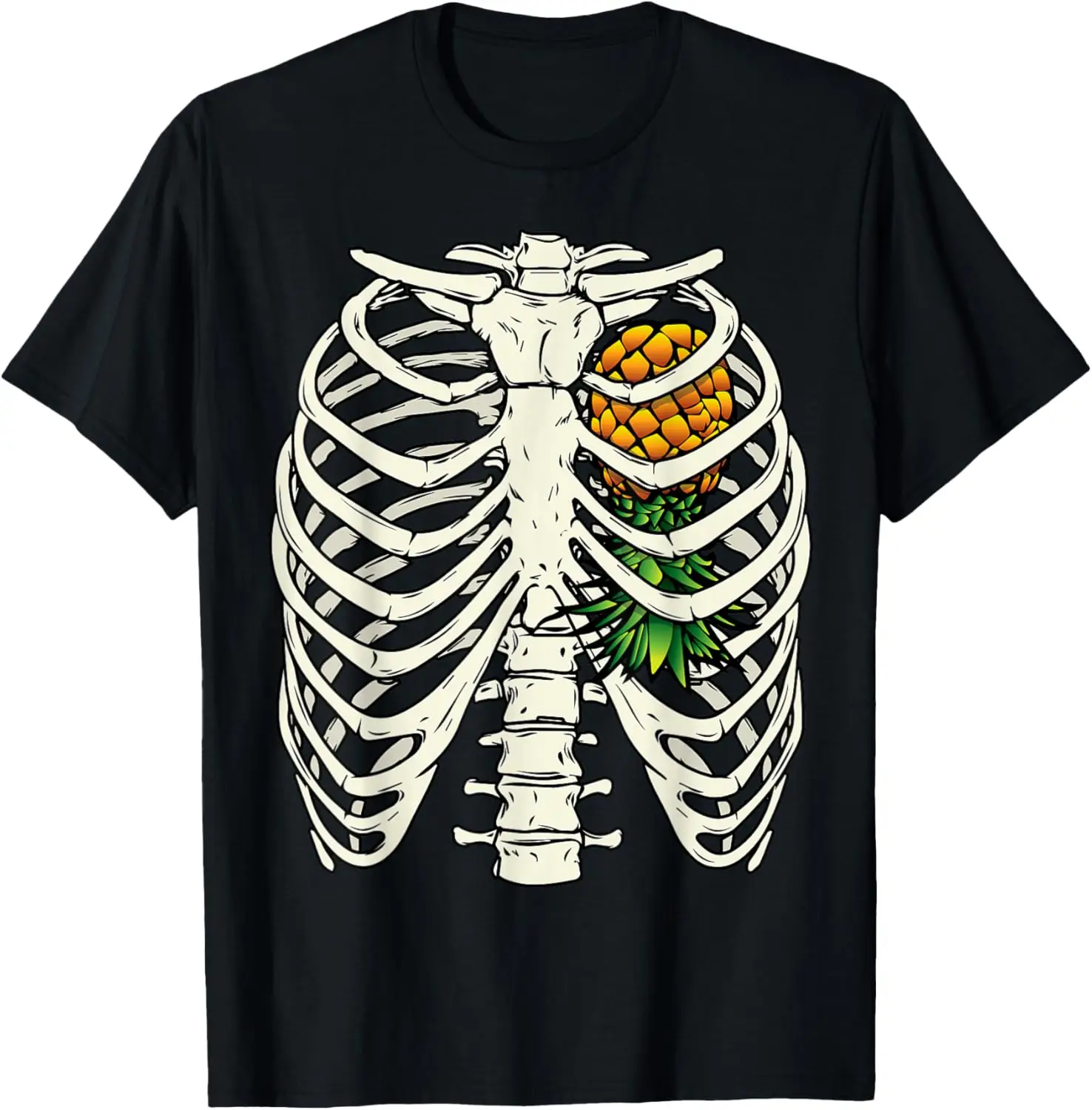Camiseta de Halloween al revés con forma de corazón y esqueleto Swinger de piña
